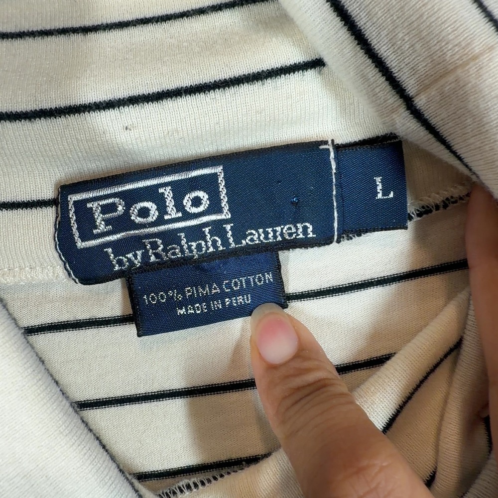 Polo Ralph Lauren Pima Cotton Striped Turtleneck Shirt Size Large Men's - Picture 3 of 8
